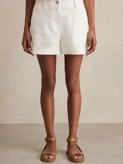 Reiss White Ashby Linen Shorts