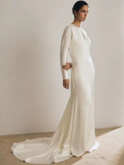 Reiss White Clemence Atelier Duchess Satin Bridal Maxi Dress