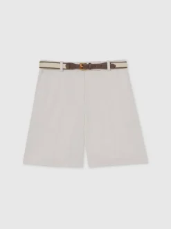 Reiss White Devon Linen-Blend Bermuda Shorts