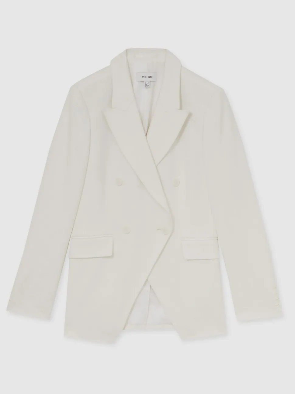 Reiss White Devon Linen-Blend Double-Breasted Suit Jacket