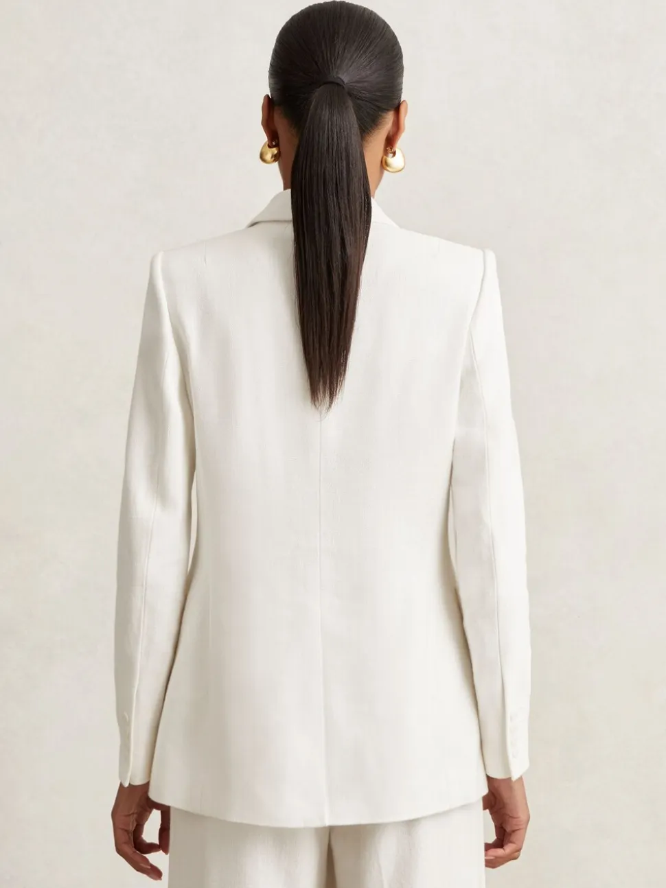 Reiss White Devon Linen-Blend Double-Breasted Suit Jacket