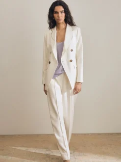 Reiss White Dion Atelier Double Breasted Suit Blazer