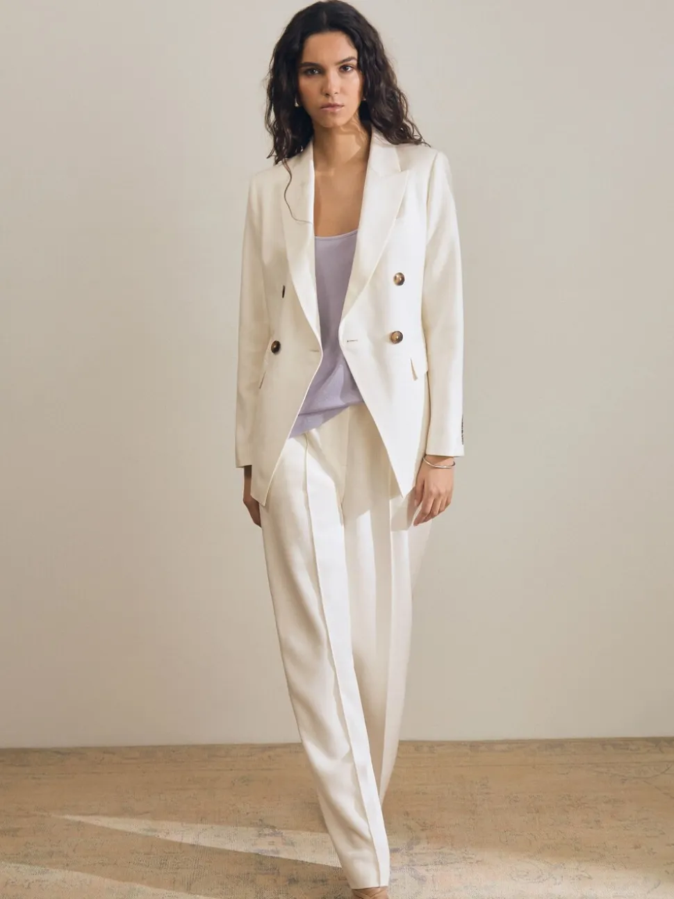 Reiss White Dion Atelier Double Breasted Suit Blazer