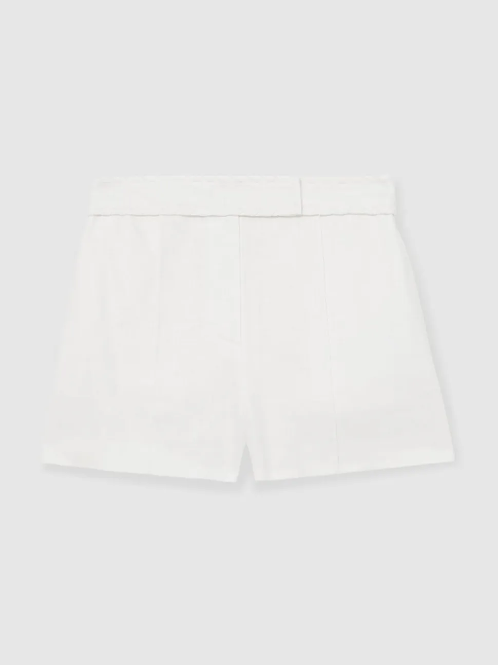 Reiss White Fawn Linen Whipstitch Shorts