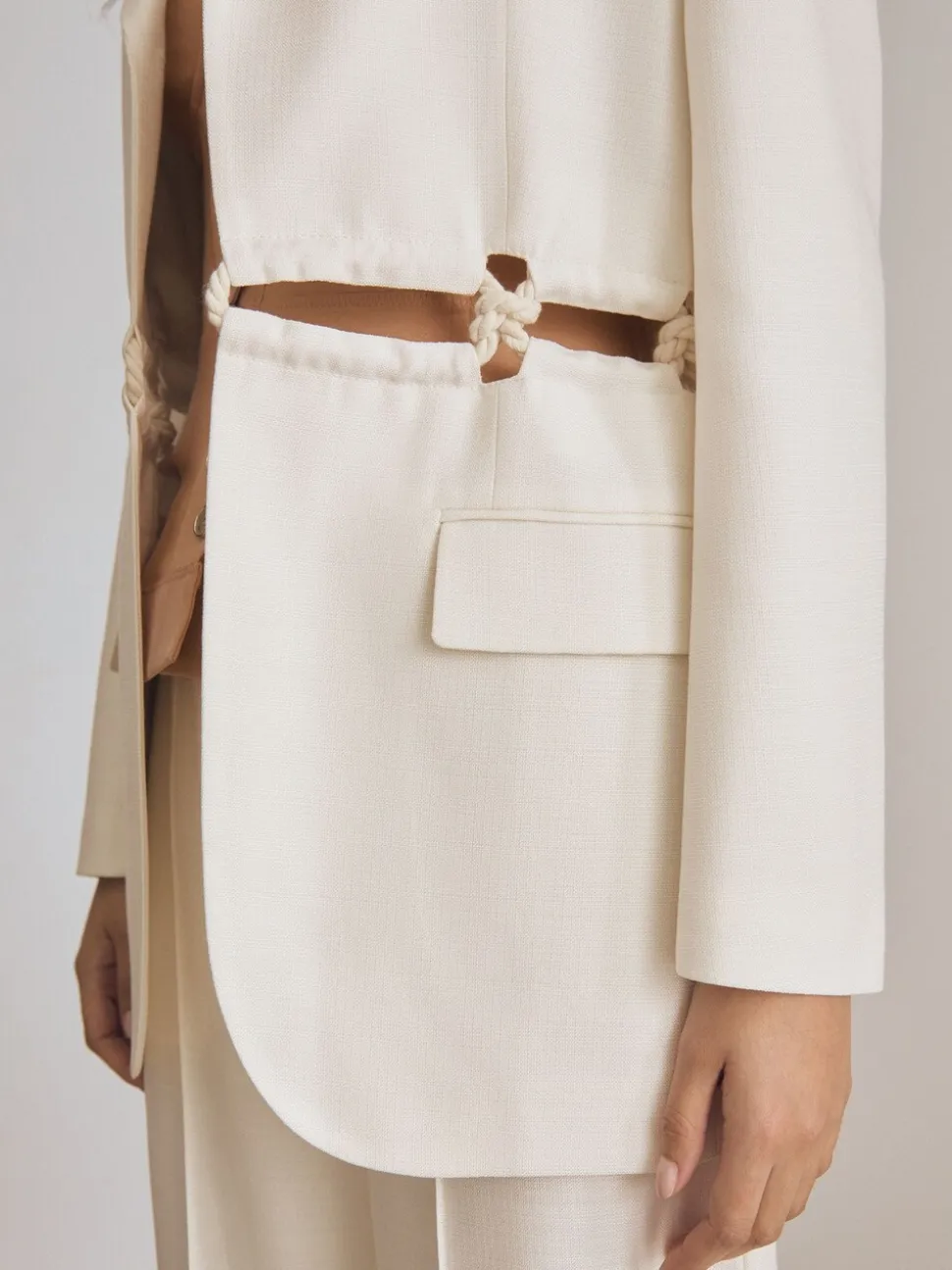 Reiss White Leia Atelier Rope Detail Single Breasted Blazer