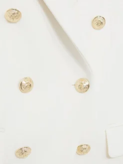 Reiss White Lily Double-Breasted Twill Suit Blazer With Wool