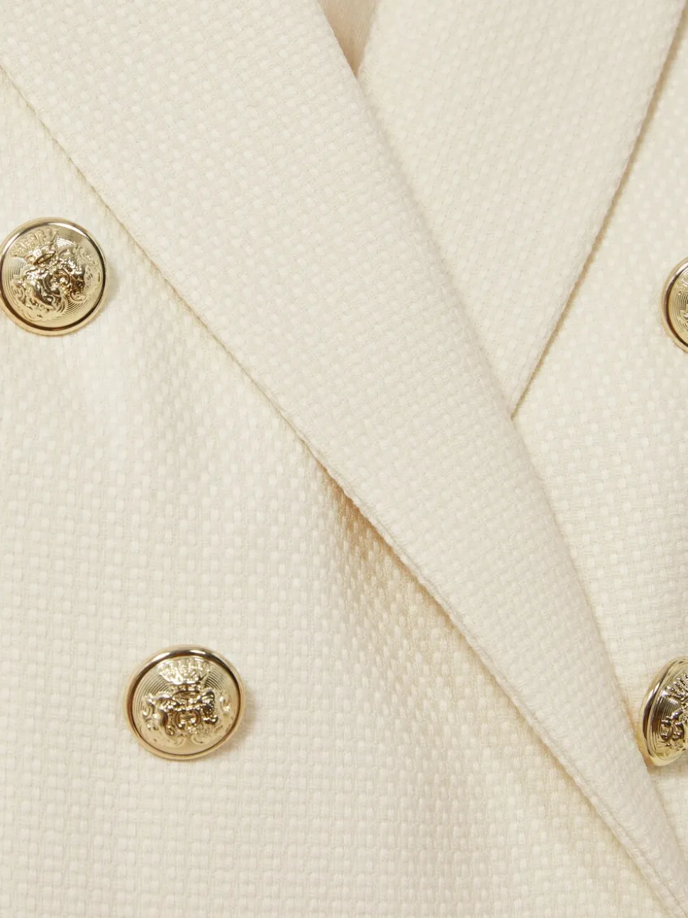Reiss White Tally Petite Tailored Fit Textured Double Breasted Blazer