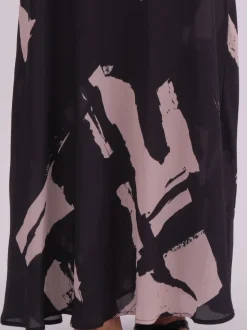 Religion Black Dawn Maxi Column Dress With Draped Back Detail In Hand-Painted Print