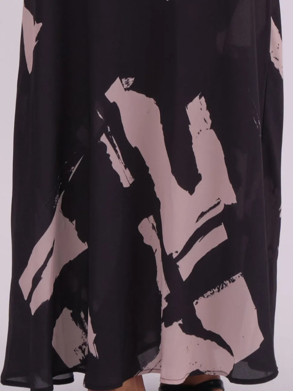 Religion Black Dawn Maxi Column Dress With Draped Back Detail In Hand-Painted Print