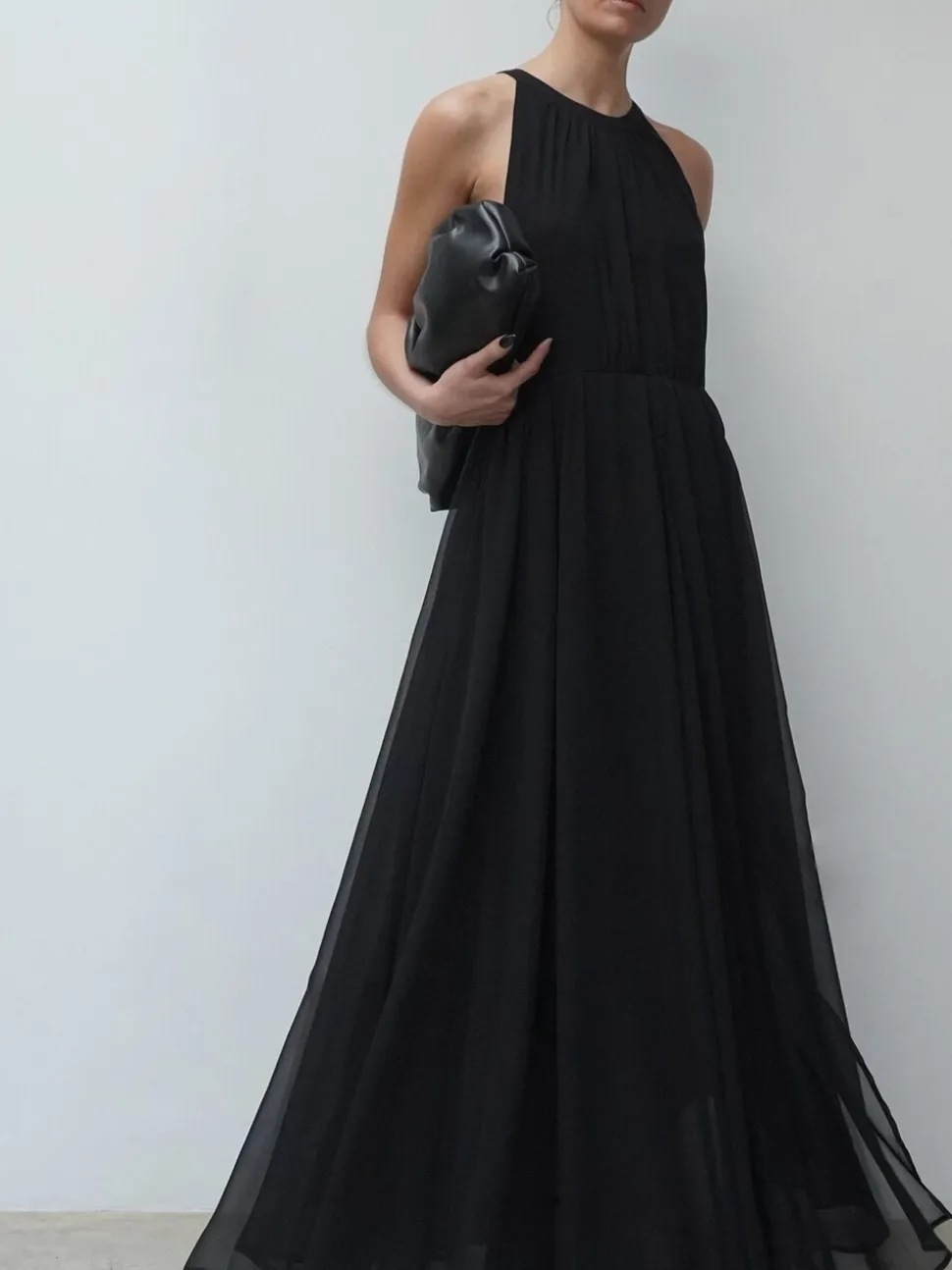 Religion Black Dusk Halter Neck Maxi Dress With Full Skirt