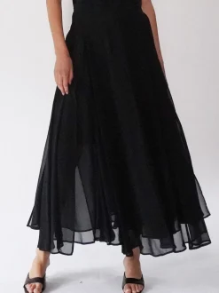 Religion Black Eligion Floaty Sheer Multi Layered Olsen Maxi Skirt