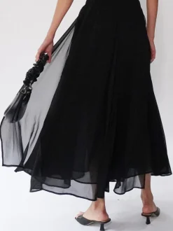 Religion Black Eligion Floaty Sheer Multi Layered Olsen Maxi Skirt