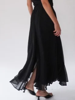 Religion Black Eligion Floaty Sheer Multi Layered Olsen Maxi Skirt