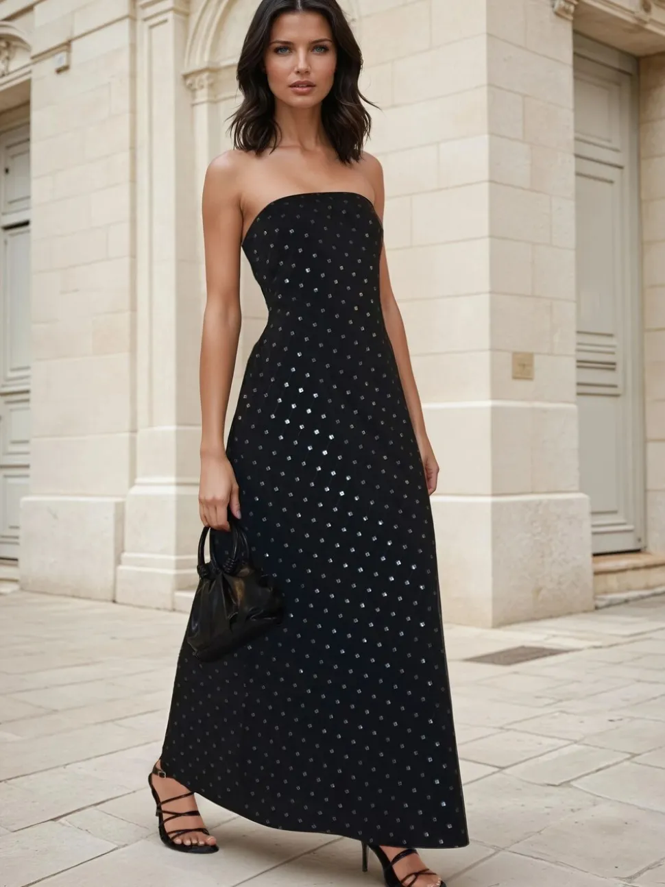 Religion Black Embellished Mila Maxi Column Dress With Sequins