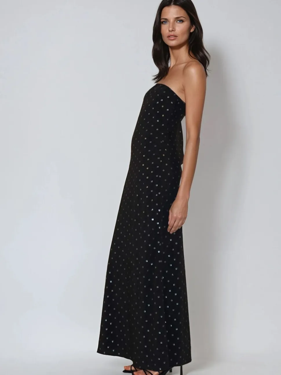 Religion Black Embellished Mila Maxi Column Dress With Sequins