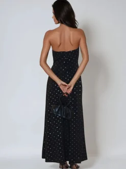 Religion Black Embellished Mila Maxi Column Dress With Sequins