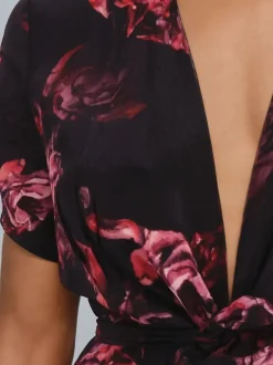 Religion Black Fade Maxi 2 Way Wrap Dress In Dark Floral