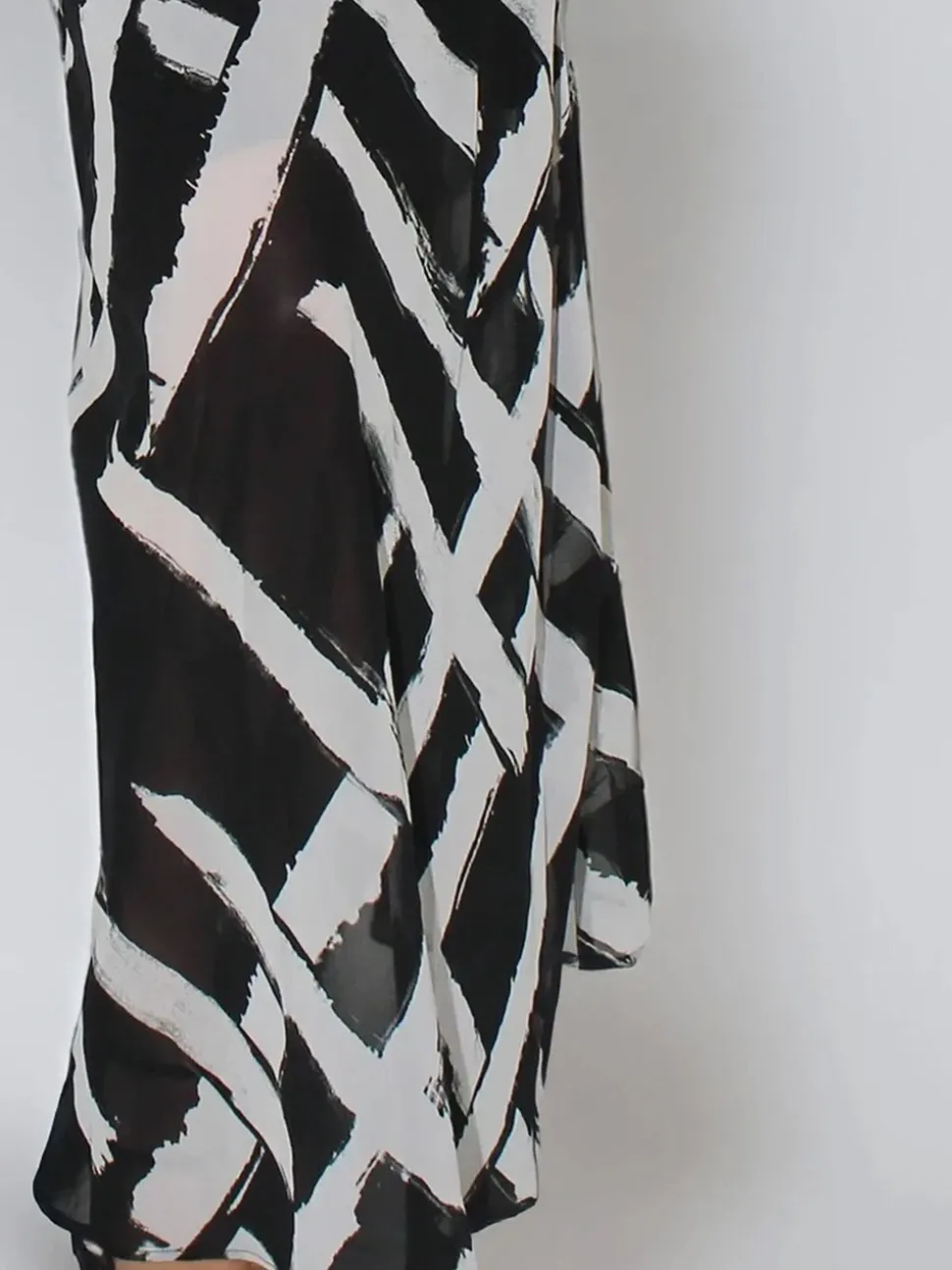 Religion Black Lily Column Bias Cut Maxi Dress In Abstract Monochrome Stripe Print