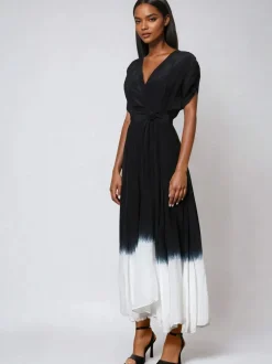 Religion Black Tie Dye Delight Wrap Dress With Full Skirt