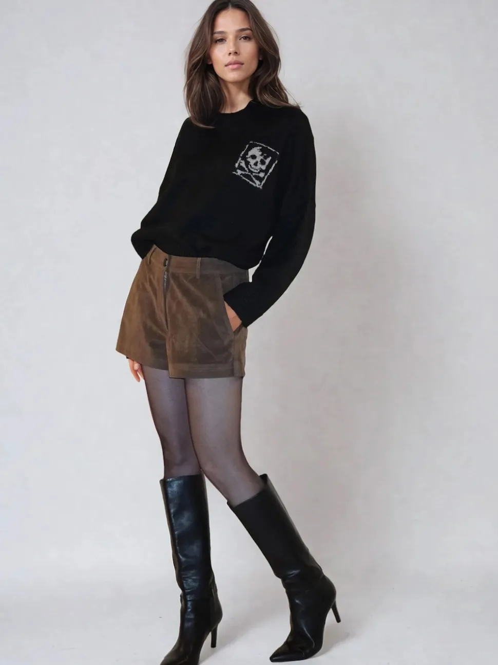 Religion Brown Galaxy Suede Shorts