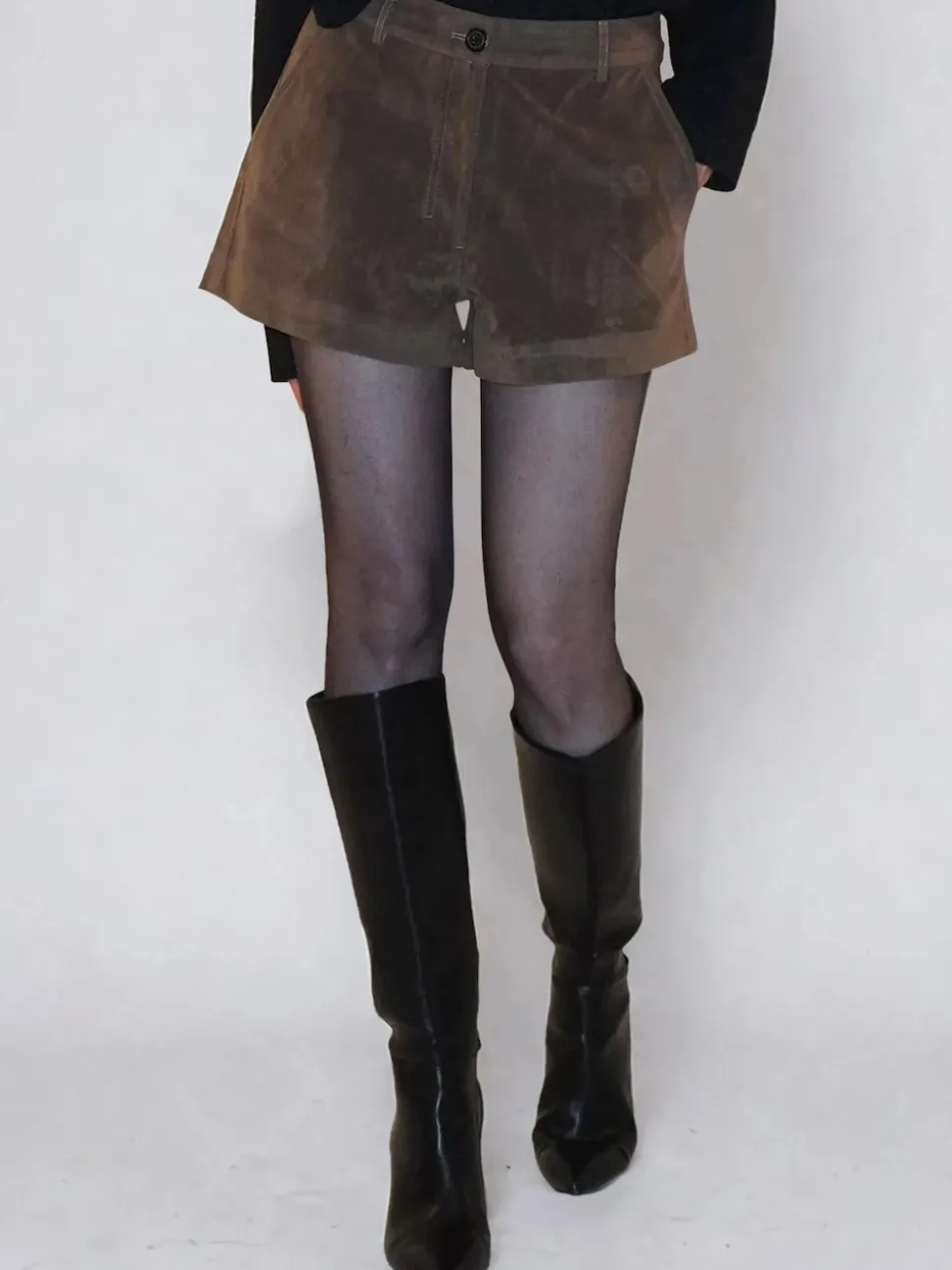 Religion Brown Galaxy Suede Shorts