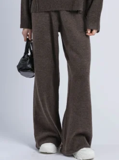 Religion Brown Luscious Knitted Quiet Luxury Joggers with Skull & Crossbone Jacquard