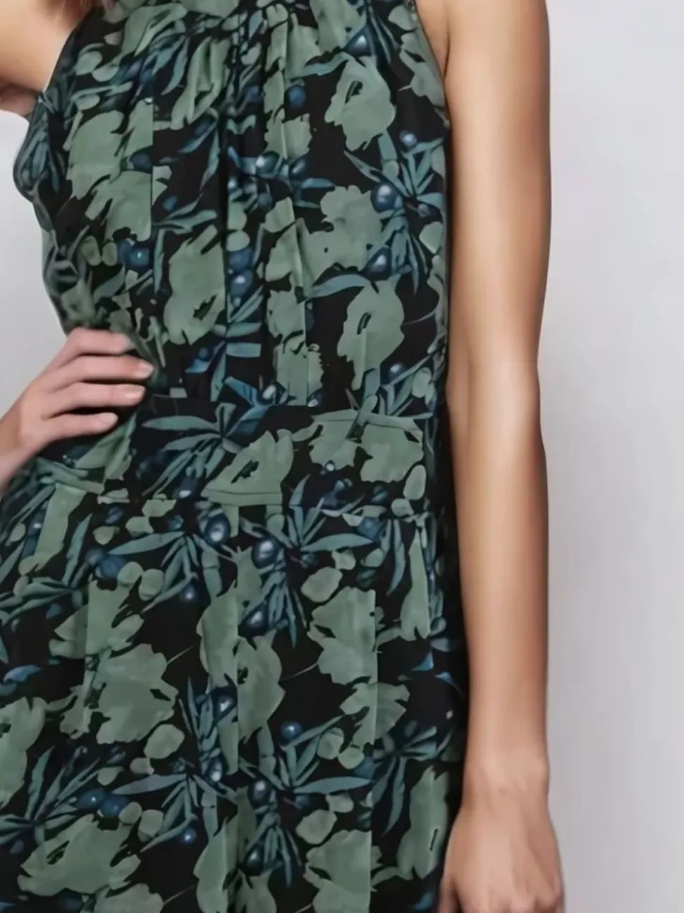 Religion Green Crew Wide Leg Jumpsuit in Abstract Façade Print