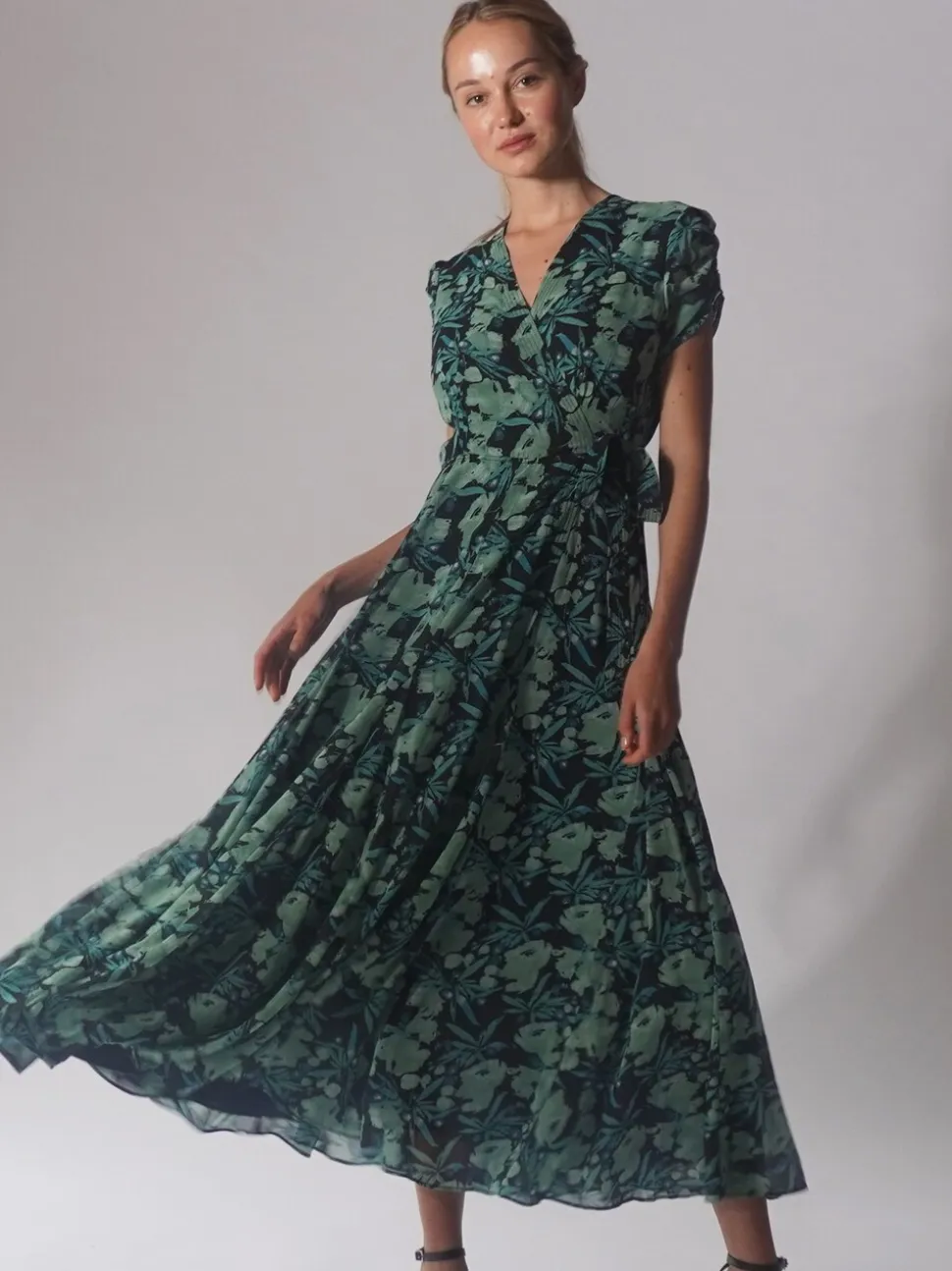 Religion Green Delight Wrap Dress With Full Skirt