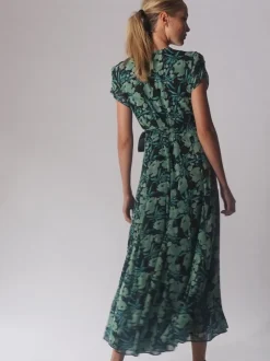 Religion Green Delight Wrap Dress With Full Skirt