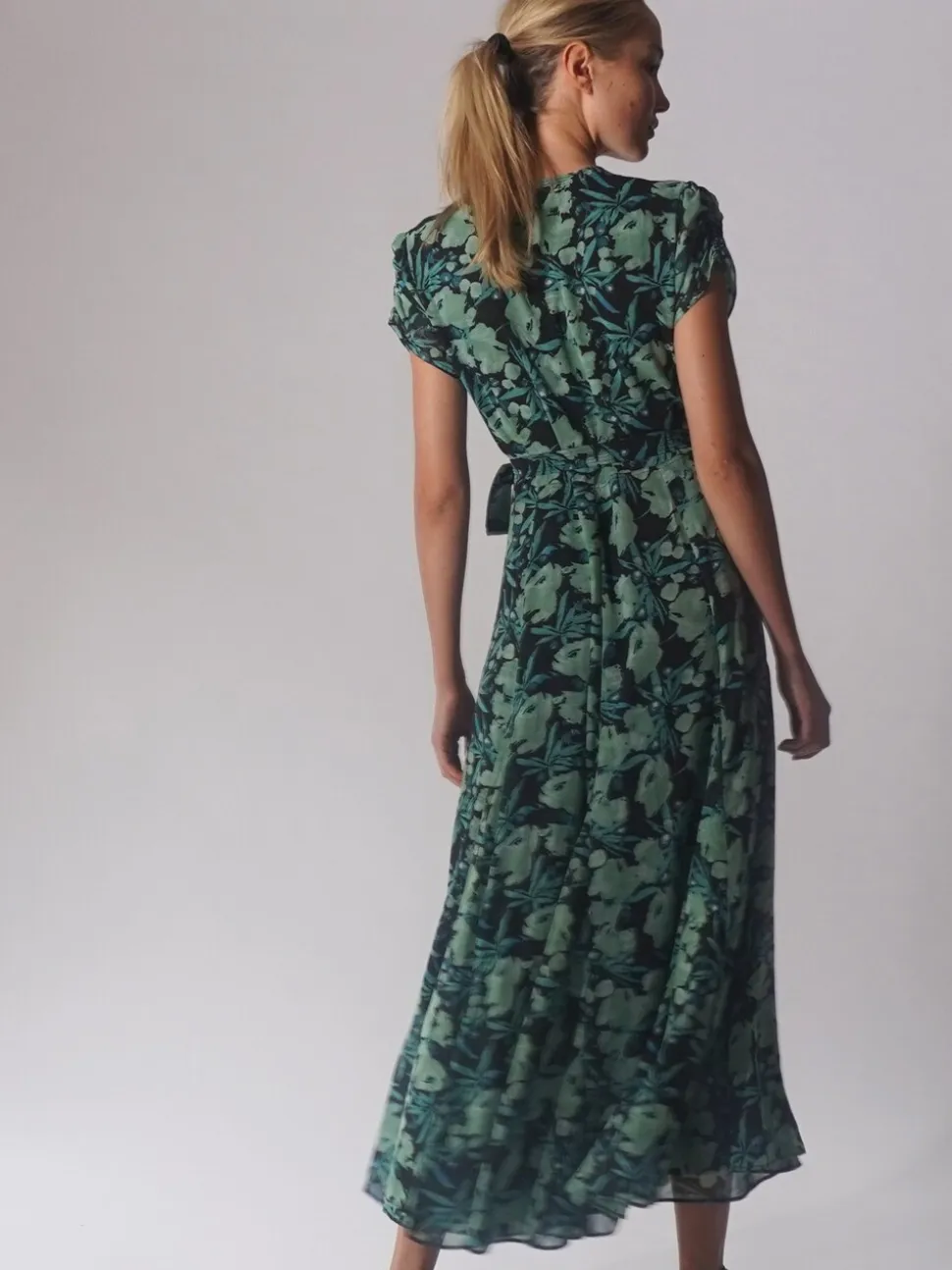 Religion Green Delight Wrap Dress With Full Skirt