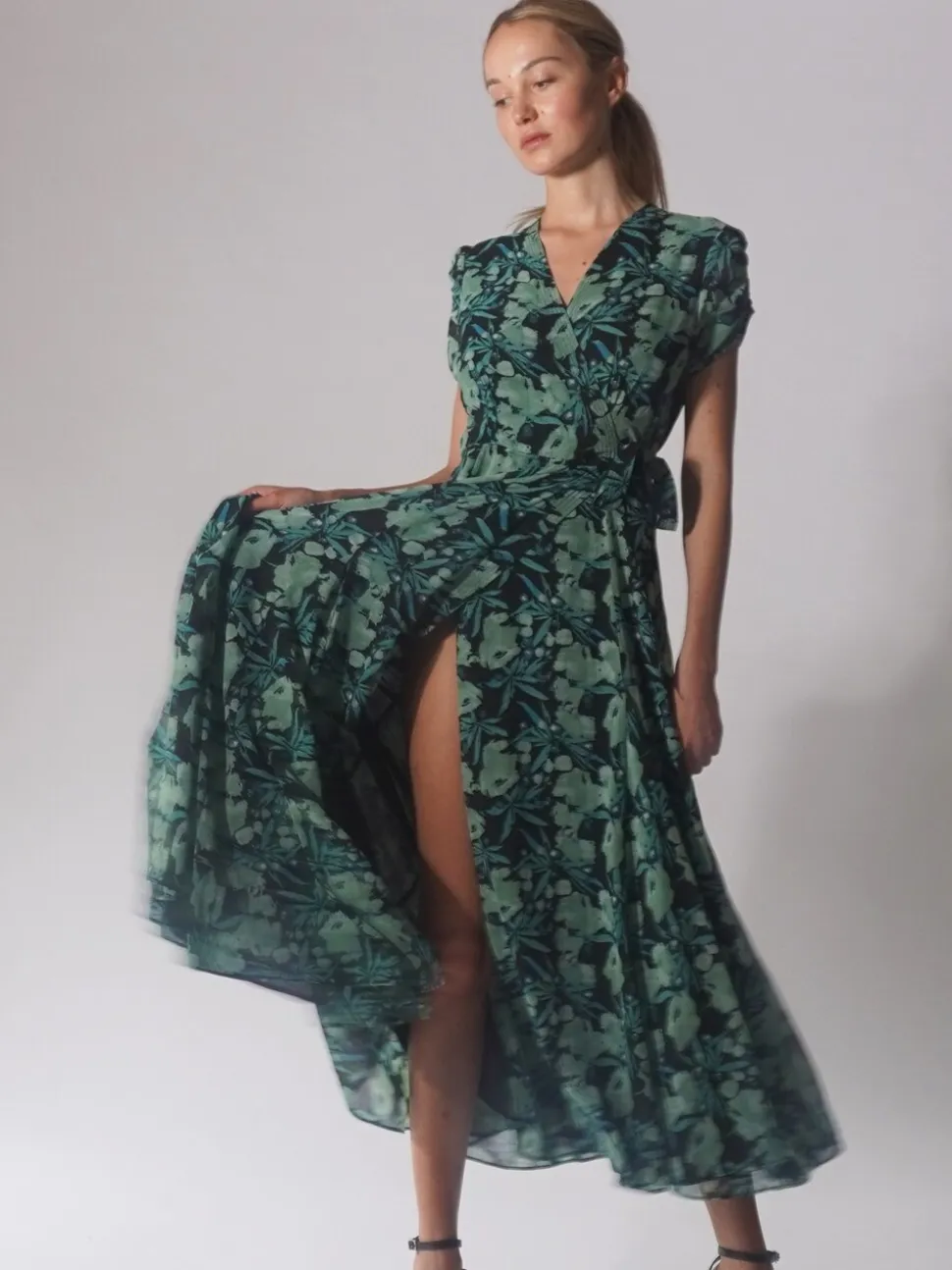 Religion Green Delight Wrap Dress With Full Skirt