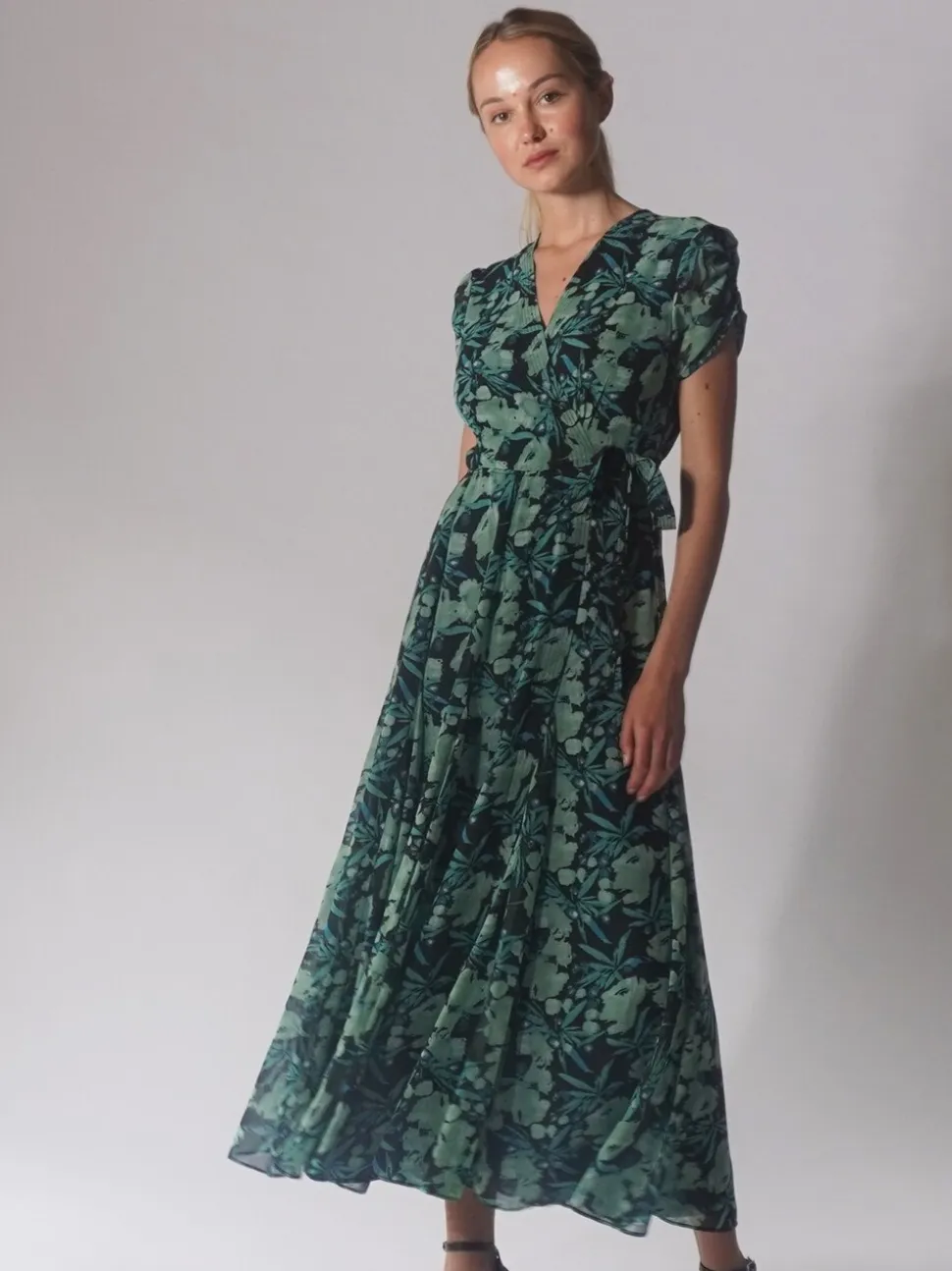 Religion Green Delight Wrap Dress With Full Skirt
