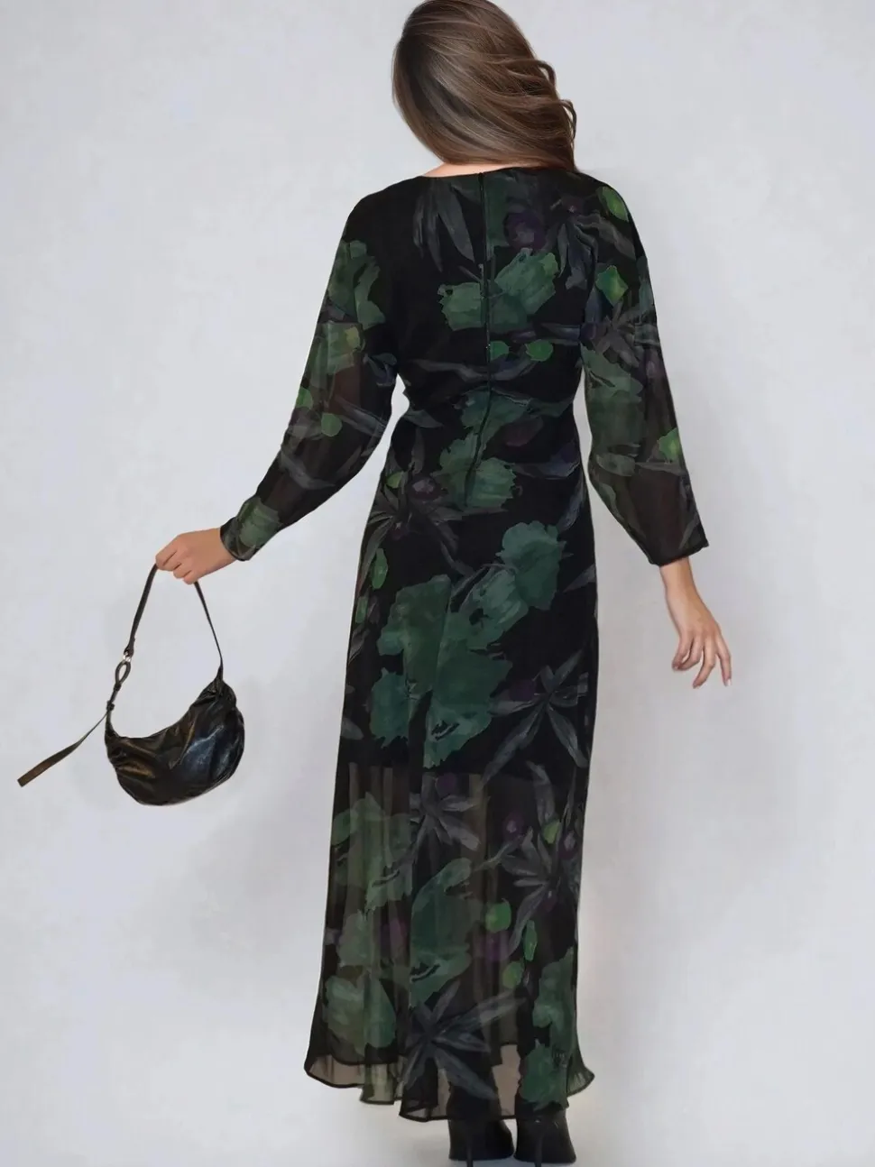 Religion Green Lily Column Bias Cut Maxi Dress In Floral Print
