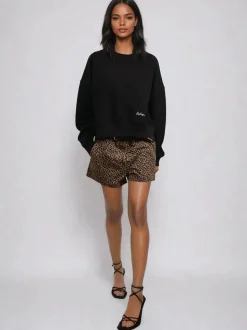 Religion Natural Maeva 100% Cotton Shorts In Mixed Leopard Print