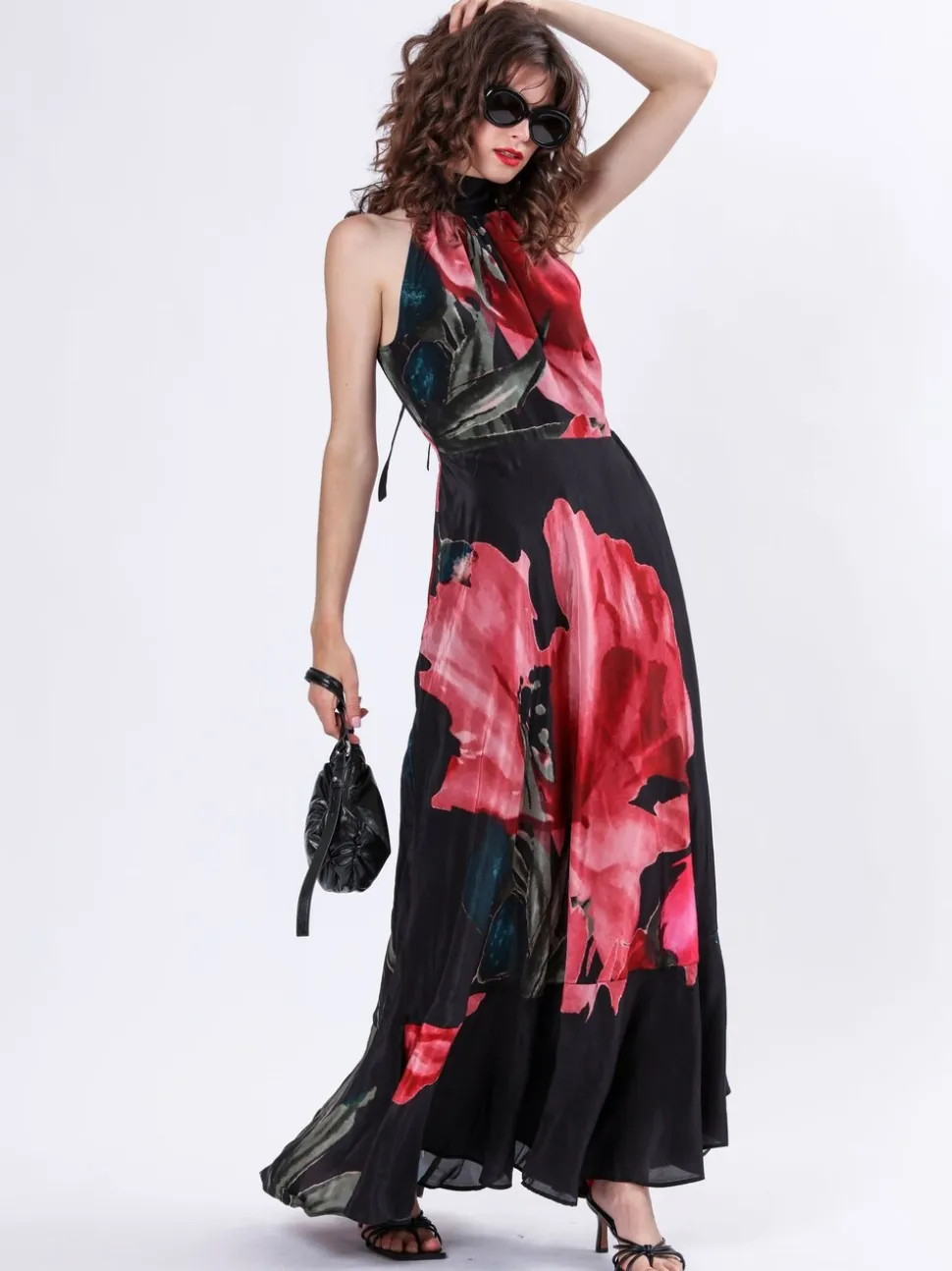 Religion Pink Valeria Column Maxi Dress With Large Floral Print