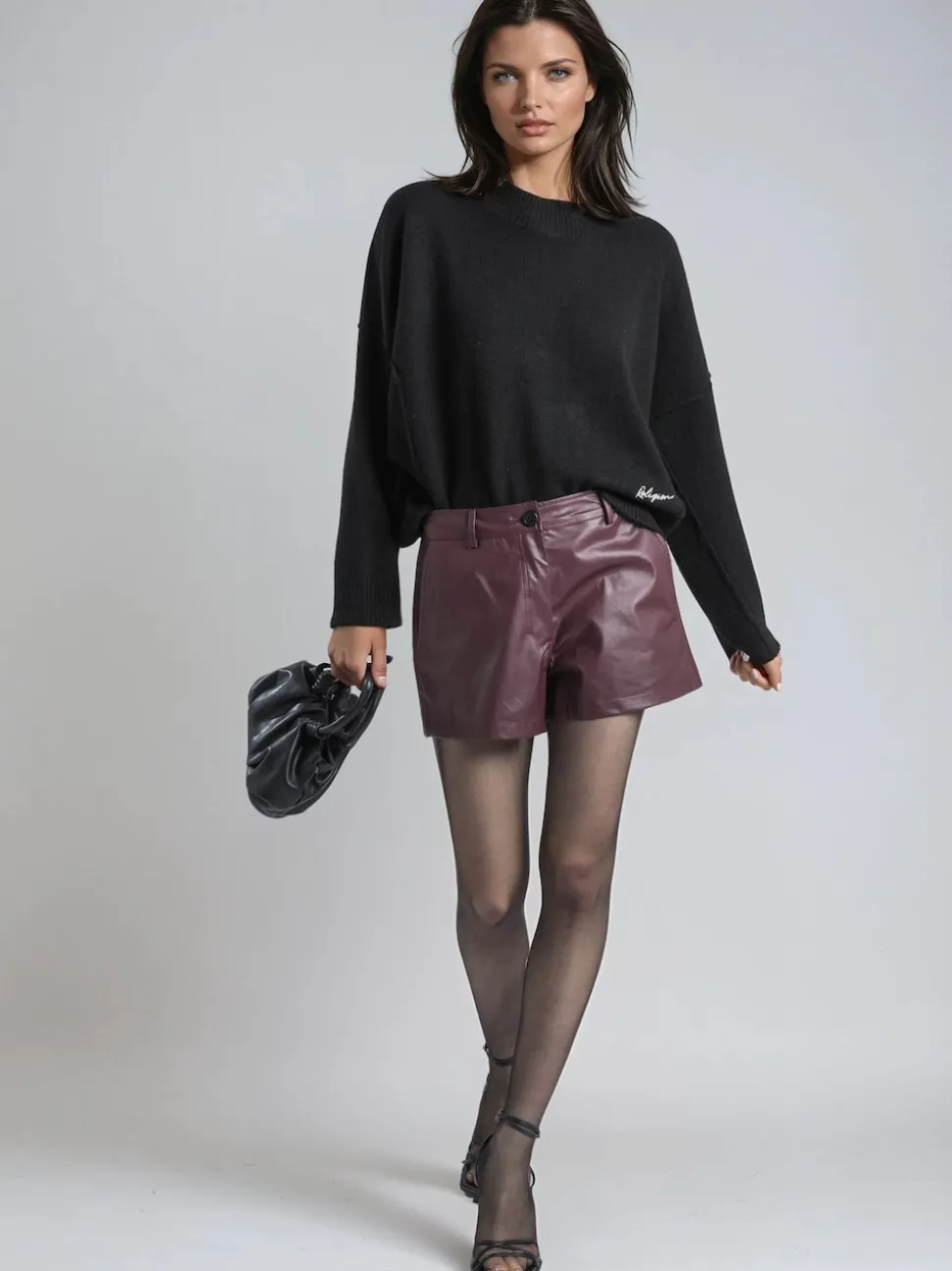 Religion Red Dark Orbit Faux Leather Shorts With Pocket Details
