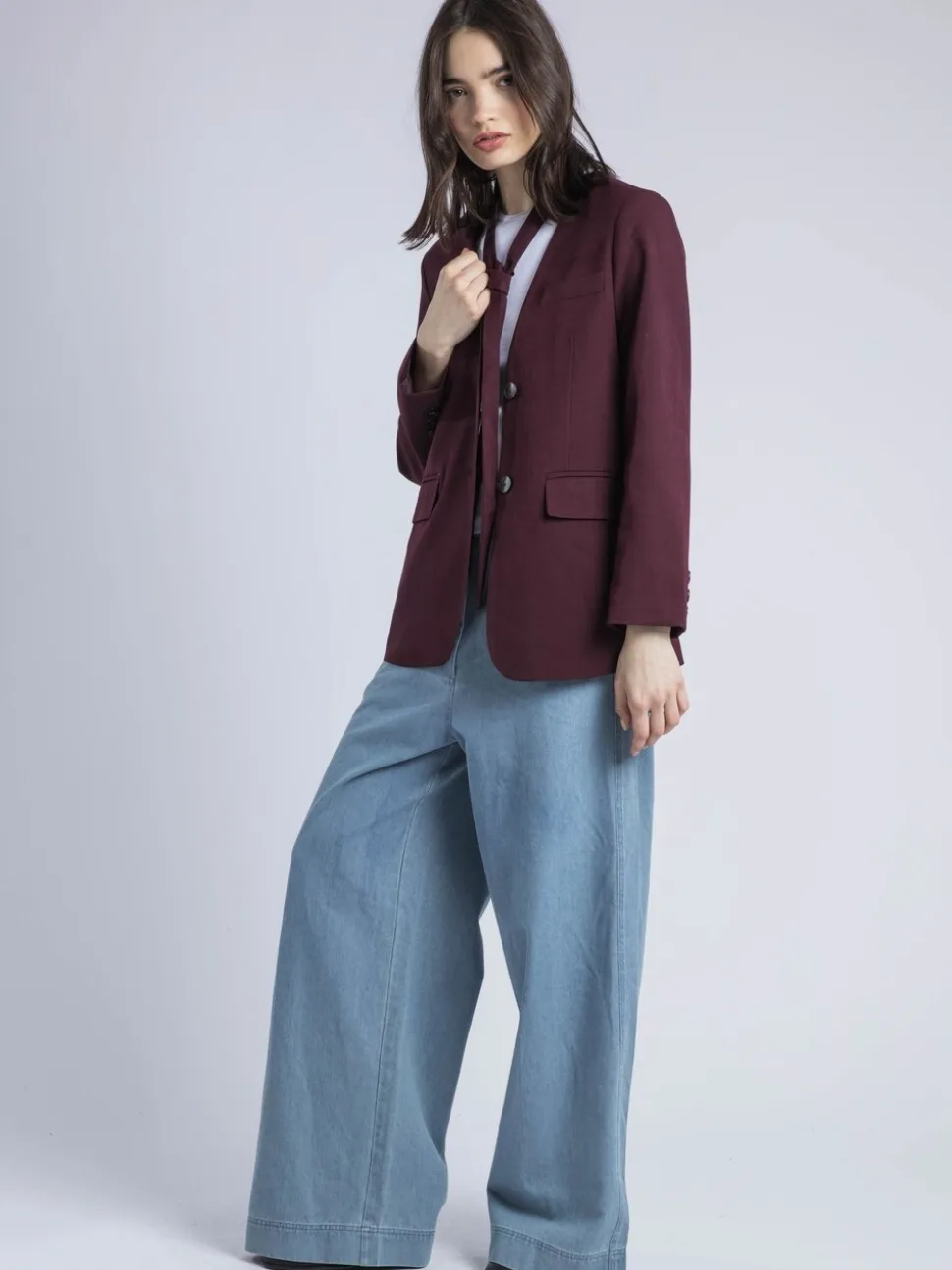 Religion Red Emily Collarless Blazer Jacket with Tie