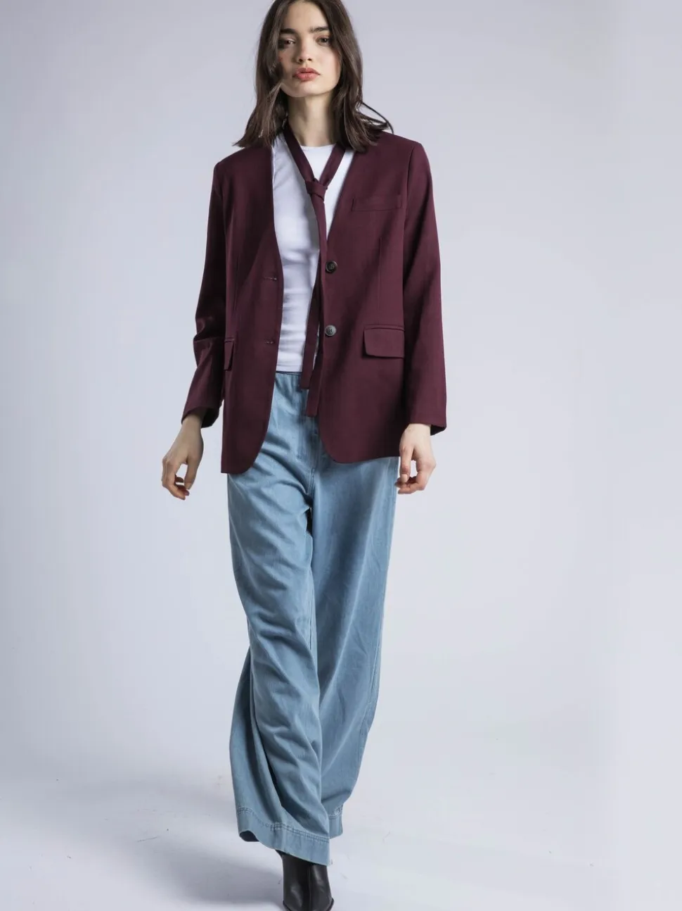 Religion Red Emily Collarless Blazer Jacket with Tie