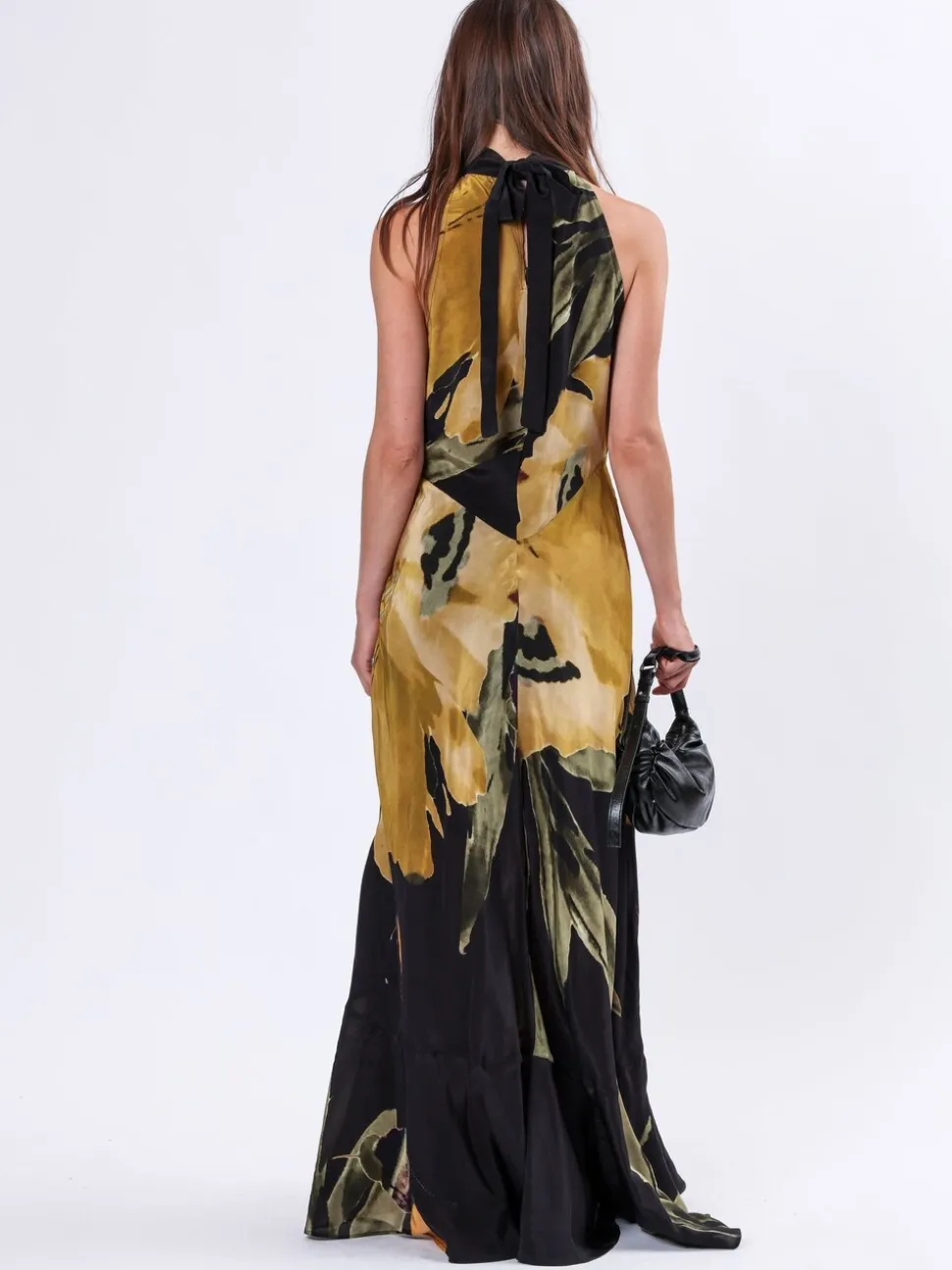 Religion Yellow Valeria Column Maxi Dress With Large Floral Print