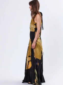 Religion Yellow Valeria Column Maxi Dress With Large Floral Print