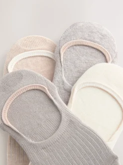 Ribbed Neutral Invisible Socks 4 Pack