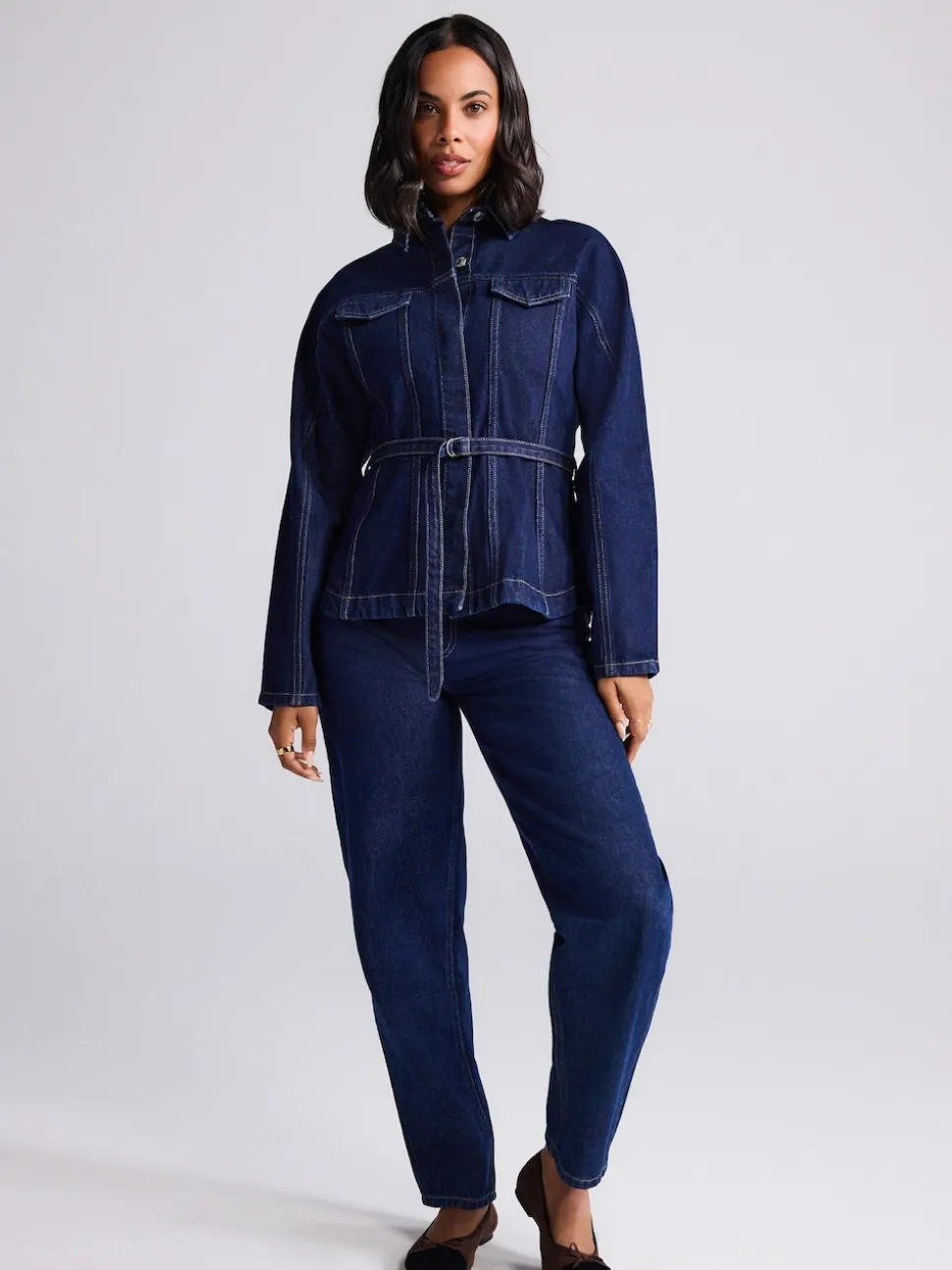 Rinse Blue Barrel Leg Jeans