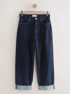 Rinse Blue Boyfriend Turn Up Jeans