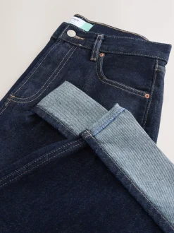 Rinse Blue Boyfriend Turn Up Jeans