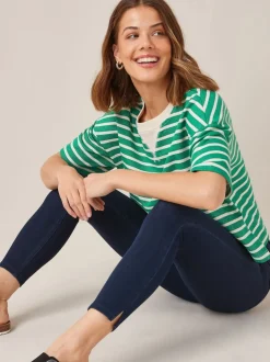 Rinse Blue Cropped Denim Jersey Leggings