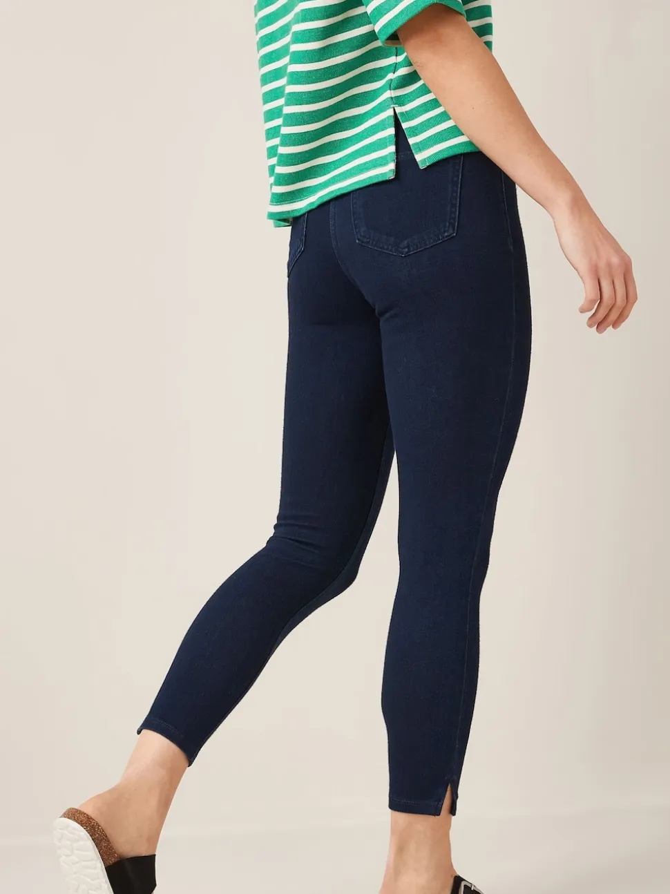 Rinse Blue Cropped Denim Jersey Leggings