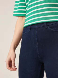 Rinse Blue Cropped Denim Jersey Leggings