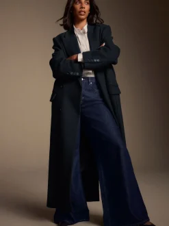 Rinse Blue High Rise Palazzo Wide Leg Jeans
