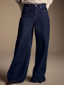 Rinse Blue High Rise Palazzo Wide Leg Jeans