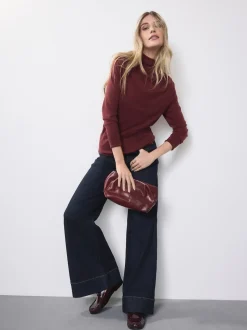 Rinse Blue High Rise Stretch Wide Leg Jeans